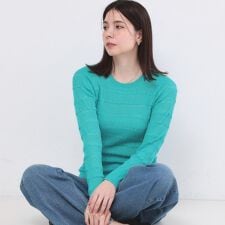 シアーボーダーリブニット【洗濯機OK】