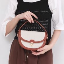 【2WAY】キャンバス×合皮コンビフロントデザインバッグ