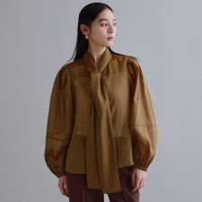 【es】オーガンジーボウタイブラウス【洗濯機OK】