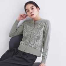 チュールレースニットカーディガン【洗える】