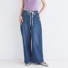 ライトオンスデニムイージーワイドパンツ【洗濯機OK】