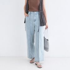ライトオンスデニムワイドパンツ【洗濯機OK】