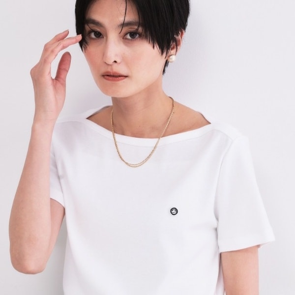 PETIT BATERU／プチバトー】ボートネック半袖Tシャツ | オペークドット