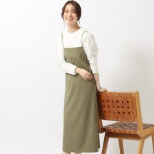 【2点セット】着丈が調節できる 大人のキャミワンピース+ロンT