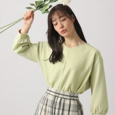 【無理せずキレイ】パール調ボタン付き 8分袖トップス