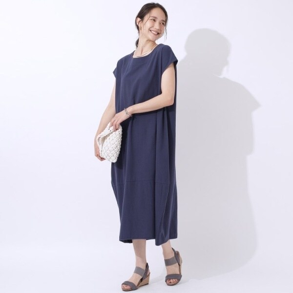 35新品 刺繍風print 襟・袖リブ切り替えワンピース(マスタード) 35新品 刺繍風print 襟・袖リブ切り替えワンピース(マスタード)