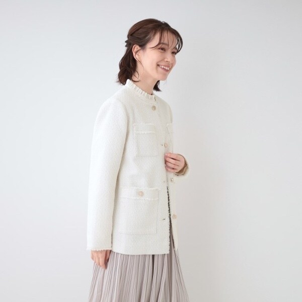 S-3Lセレモニーからデイリーまで】フリンジツイードジャケット