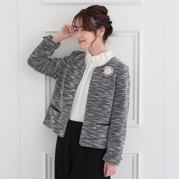 S-3Lセレモニーからデイリーまで】フリンジツイードジャケット