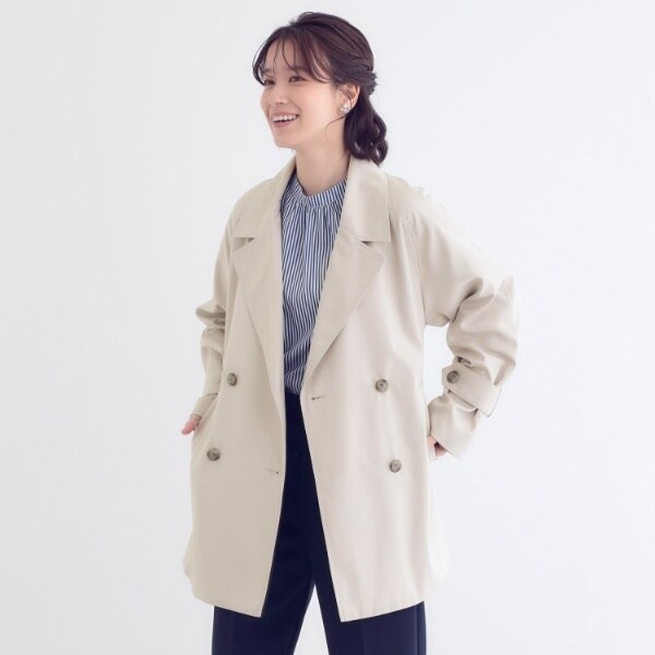 新品未使用★シューラルー　ライナー付レディーストレンチコート　ブラック　ロング丈 S-LL/防花粉/撥水】ミドル丈トレンチコート（トレンチコート