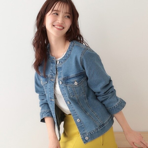 S-LL】大人のための ノーカラーデニムジャケット | シューラルー