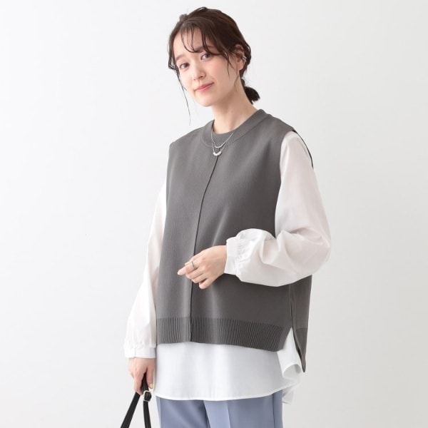 【洗える】バックヘムドッキングプルオーバー[61211205]natural mist 洗える】バックヘムドッキングプルオーバー[61211205]natural