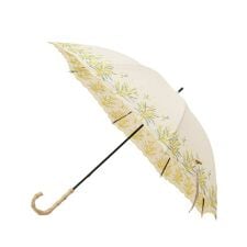【日傘晴雨兼用】【because】ミモザ刺繍ロングアンブレラ