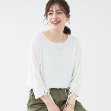 【洗えるS-LL】お袖シャーリングトップス