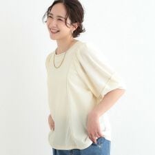 【洗えるS-LLUV】 配色ステッチがアクセント 大人のデザイントップス