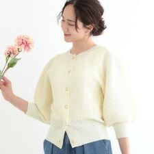 【S-LL】大人フェミニンな着こなしに 透かし編みニットカーディガン