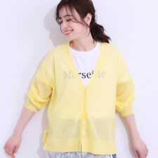 【洗える】ナチュラルなシアー感が魅力 Vネックカーディガン