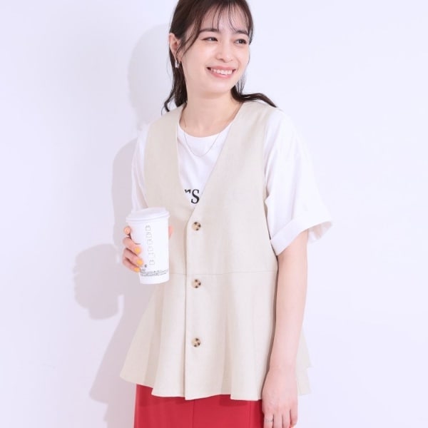 ベスト ジレ リネンコットンワッフル2wayプルオーバー レディース 楽天市場】リネン（ベスト・ジレ｜トップス）：レディース