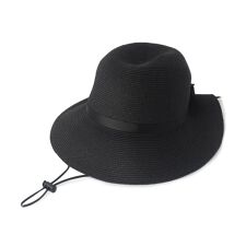 【UV】リボン付きブレードキャペリンハット【サイズ調整／あご紐付き】