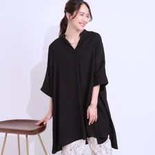 【洗えるS-LLひんやり】涼しく楽に体型カバー　ゆったりチュニックワンピース