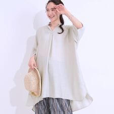 【洗えるS-LLひんやり】涼しく楽に体型カバー　ゆったりチュニックワンピース