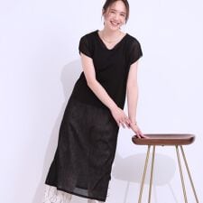 【洗えるS-LL】大人のシアーニットワンピース