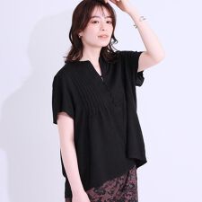 【洗えるS-LL】ふわりシルエットが涼しげ フロントボタンブラウス