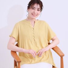 【洗えるS-LL】ふわりシルエットが涼しげ フロントボタンブラウス