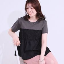 【洗えるS-LL】大人に似合う ビスチェ風ドッキングトップス