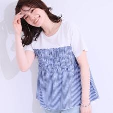 【洗えるS-LL】大人に似合う ビスチェ風ドッキングトップス