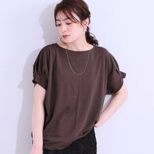 【S-LLひんやりUVプチプラ】お袖タックで好印象 デザインTシャツ