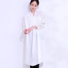 お袖レースが上品な シャツワンピース