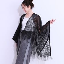 花柄レースポンチョ