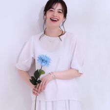 【S-LLセットアップ可5分袖】涼しくこなれる お袖タックブラウス