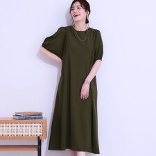 【ひんやりS-LL】微配色ラインですっきり見え 大人のためのワンピース
