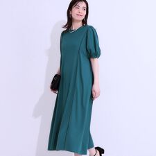 【ひんやりS-LL】微配色ラインですっきり見え 大人のためのワンピース