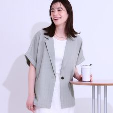 【セットアップ可】麻調半袖ジャケット