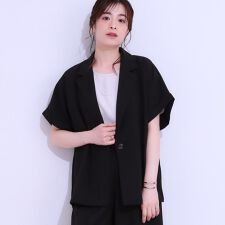 【セットアップ可】麻調半袖ジャケット