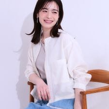 【洗えるS-LLひんやりUV】さらりと羽織れる 麻調ZIPブルゾン