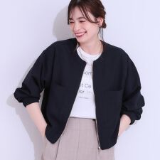 【洗えるS-LLひんやりUV】さらりと羽織れる 麻調ZIPブルゾン