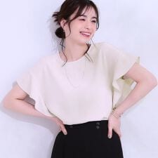 【イージーケア洗えるS-LL】大人フェミニン お袖フリルブラウス