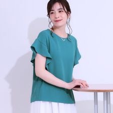 【イージーケア洗えるS-LL】大人フェミニン お袖フリルブラウス