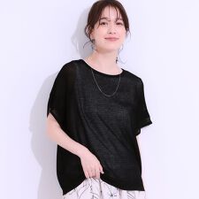 涼やかに楽に決まる タンクトップつき編み柄ニットセット