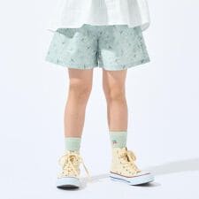 【100-150cm撥水】上品なボタニカル柄 ハートポケットショートパンツ