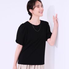 【S-LLひんやりUV】お袖シアー バルーントップス