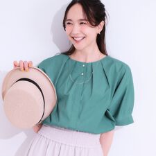 【洗えるS-LL】大人の上品シルエット タックデザイン 5分袖ブラウス
