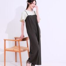 【S-LL】Iラインですっきり見え 大人見えサロペット