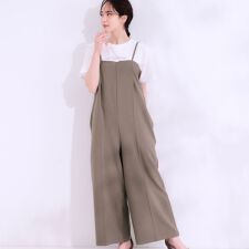 【S-LL】Iラインですっきり見え 大人見えサロペット