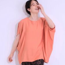 【S-LLひんやり体型カバー】ゆるシルエットが心地よい ドルマンブラウス