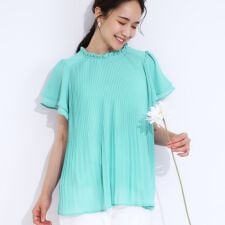 【S-LL】プチフリル襟がフェミニン プリーツブラウス