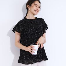 【S-LL】プチフリル襟がフェミニン プリーツブラウス